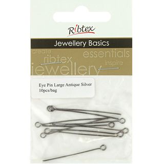 Eye Pins 35mm Antique Silver 10Pcs