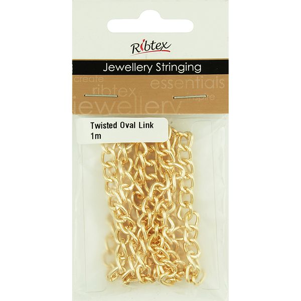 Chain Twisted Oval Link 9x6mm Light Gold