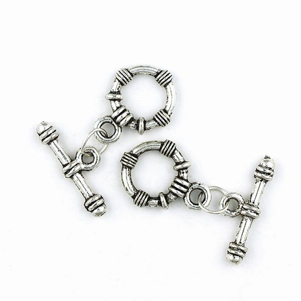 Clasp Toggle 15mm Circle Silver 5 Sets