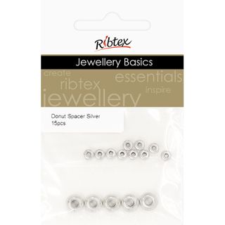 PLAIN DONUT SPACER SML LRG SILVER 15PCS