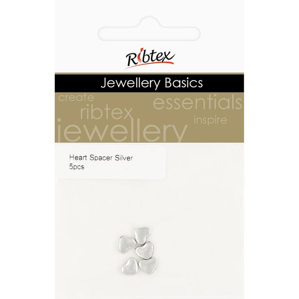 HEART SPACERS SILVER 5PCS