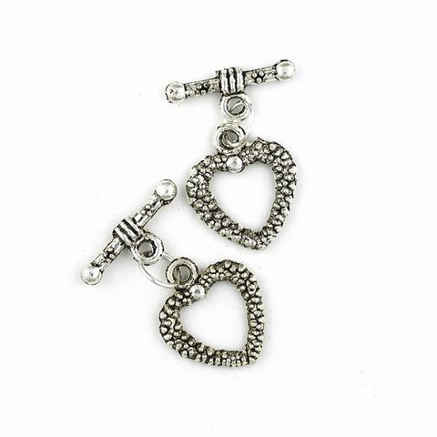 Clasp Toggle Heart 15mm Silver 5 Sets