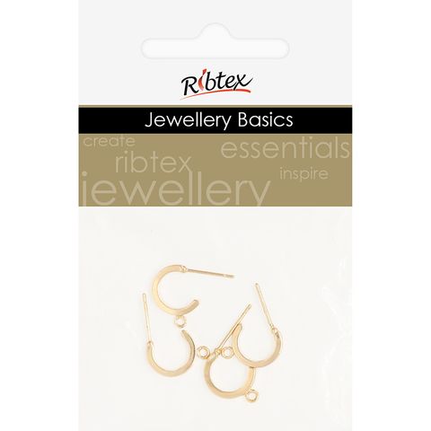 ROUND HOOP EARRING POST 16MM 4PC GOLD