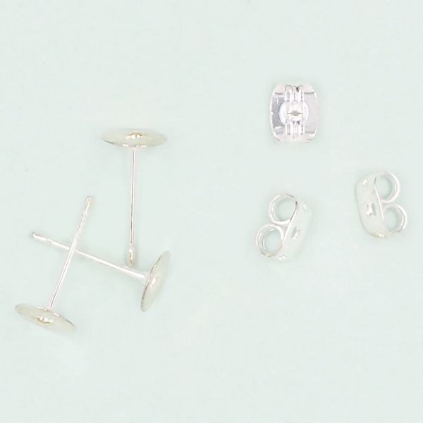 Post & Stud 6mm Silver 8pcs