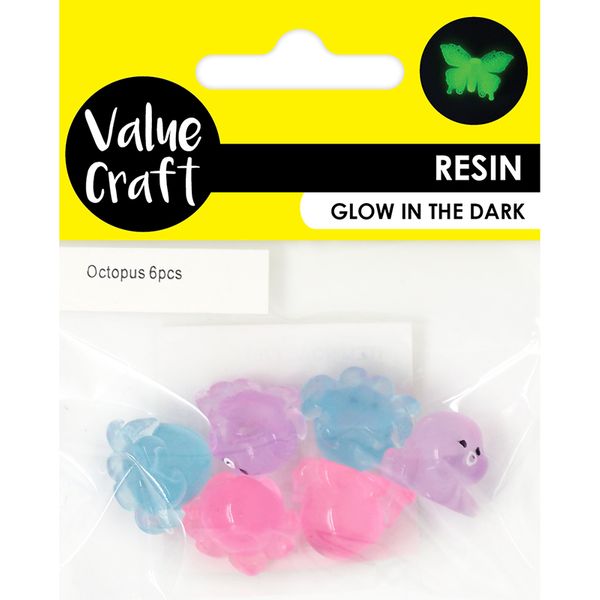 RESIN GLOW IN THE DARK OCTOPUS 6PCS