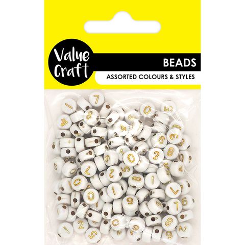 NUMERICAL ROUND WHITE BEADS GOLD 20G