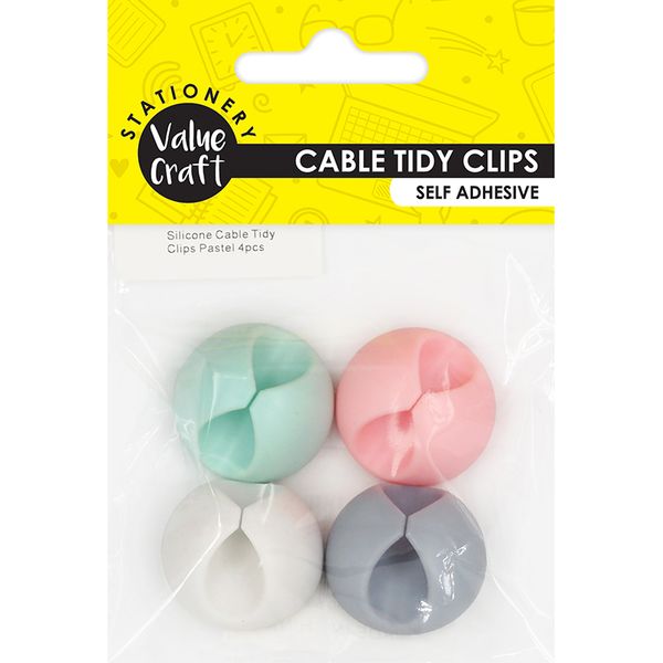 SILICONE CABLE TIDY CLIPS PASTEL 4PCS Arbee Craft