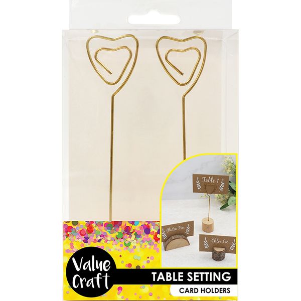 PLACE CARD HOLDERS METAL HEART GOLD 2PCS