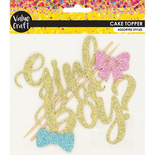 CAKE TOPPER GLITTER BOY OR GIRL 1PC