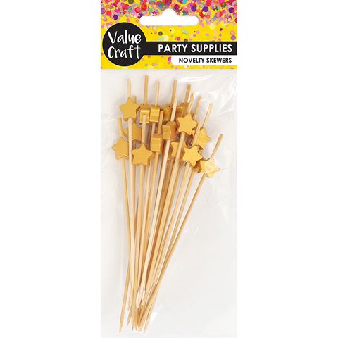 NOVELTY SKEWERS GOLD STAR 20PCS