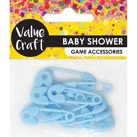 BABY SHOWER PVC SAFETY PINS BLUE 12PCS