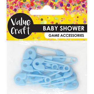 BABY SHOWER PVC SAFETY PINS BLUE 12PCS