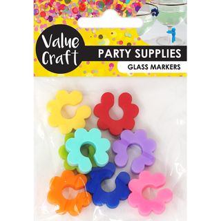 GLASS MARKERS SILICONE FLOWERS 8PCS