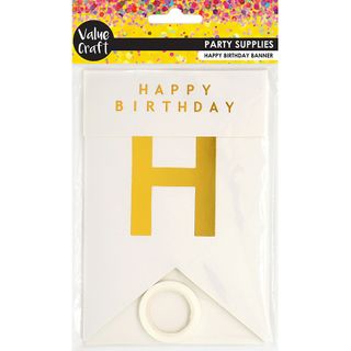 PAPER HAPPY BIRTHDAY BANNER GOLD FOIL