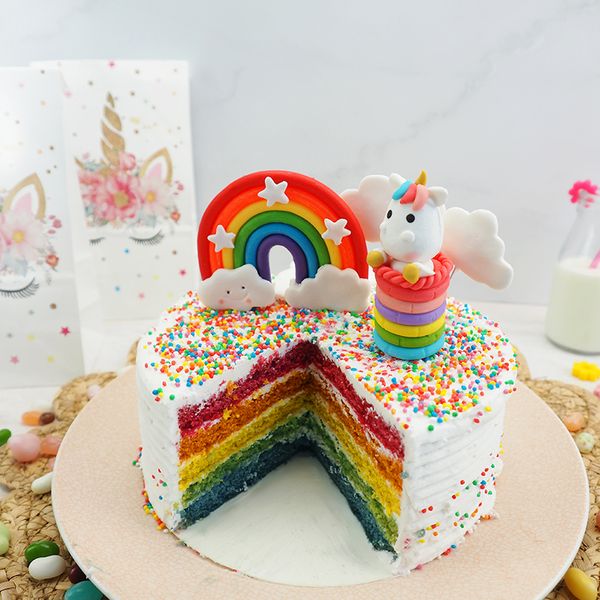 CAKE TOPPER PLASTICINE RAINBOW 1PC