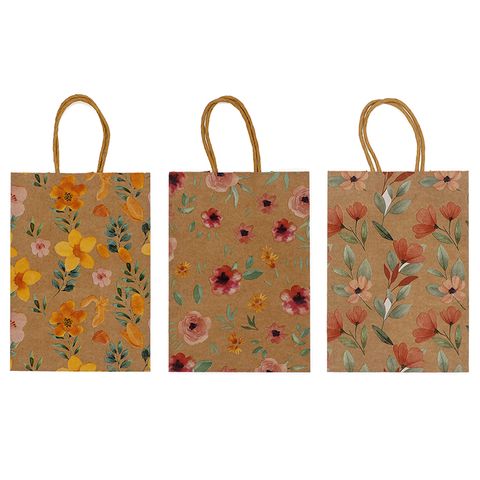 GIFT BAGS 21x15CM MIXED FLOWERS 3PCS