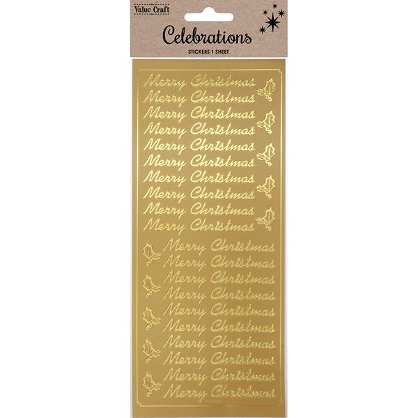 XMAS PEEL STICKER TEXT-HOLLY GOLD 1SH