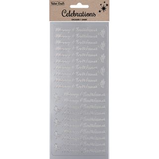 XMAS PEEL STICKERS TEXT-HOLLY SILVER 1SH