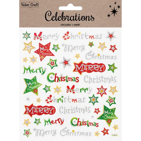 XMAS STICKERS RED GREEN TEXT 1 SH