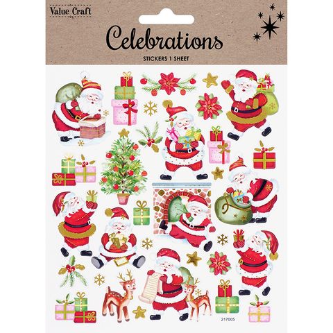 XMAS COLOUR STICKERS SANTA 1 SHT