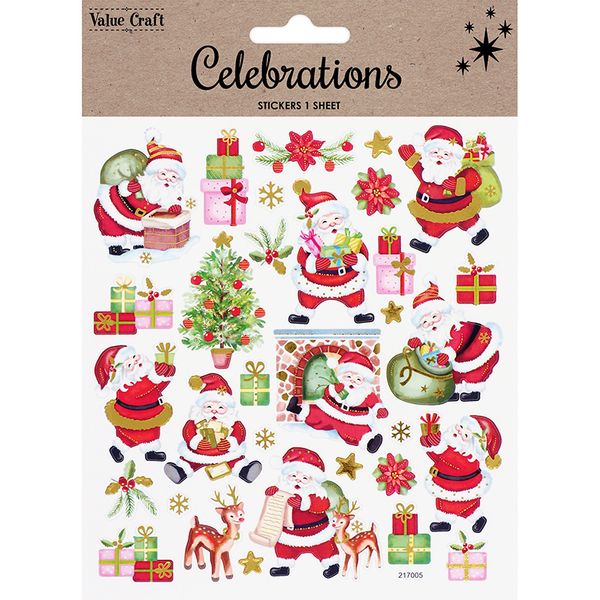 XMAS COLOUR STICKERS SANTA 1 SHT