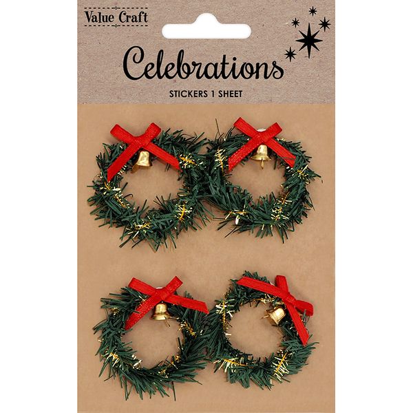 XMAS SB STICK WREATH BELL GRN 4PC 1SH