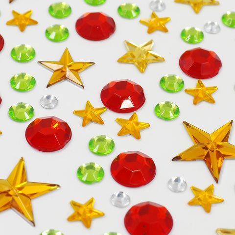 XMAS R.STONE STARS RED GRN GOLD SIL 1 SH