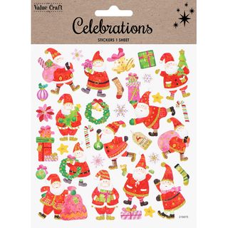 XMAS COLOUR STCKER GLIT SANTA-CANDY 1SH