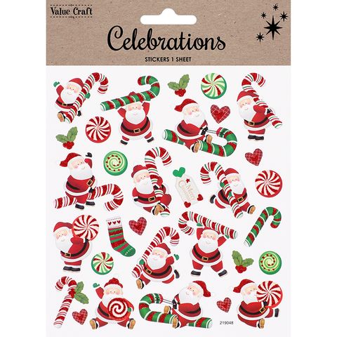 XMAS COLOUR STICKER SANTA -C.CANE 1SH