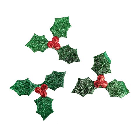 XMAS HOLLY SHAPES 30PC