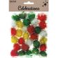 XMAS POM POMS TRADITIONAL W FOIL 30PCS