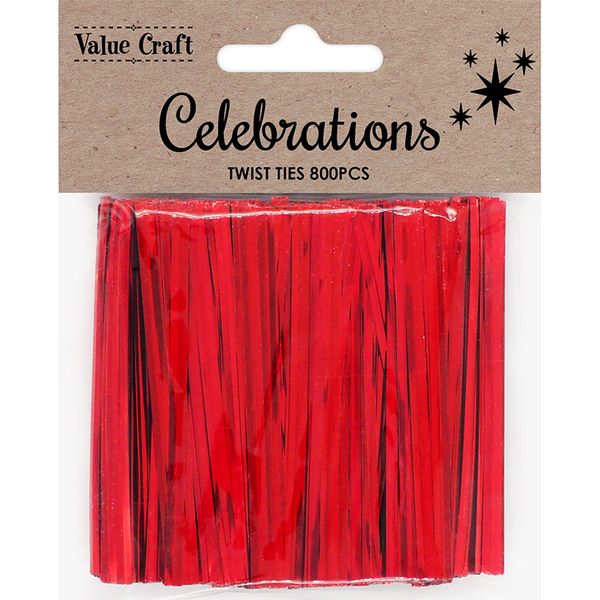 XMAS TWIST TIES 8CM RED 800PCS