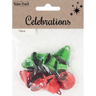 XMAS TRUE BELLS RED   GREEN 2.5CM 10PC