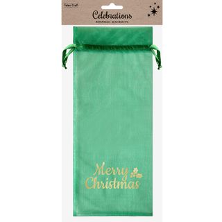 XMAS BOTTLE BAG 32.5X14CM ORG GREEN 1PC