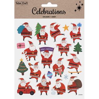 XMAS GLITTER STICKERS CARTOON SANTA 1SH