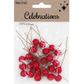 XMAS HOLLY BERRIES RED 24PCS