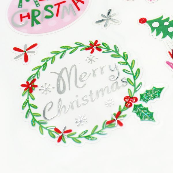 XMAS FOIL STICKERS MERRY XMAS WREATH 1SH