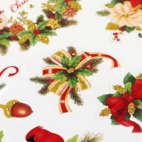 XMAS GLITTER STICKERS HOLLY WREATHS 1SH