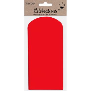 XMAS ENVELOPES 8.8x16.5CM RED 5PCS