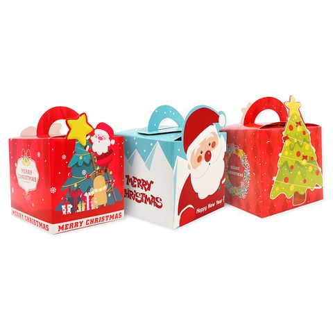 XMAS PAPER BOXES W HANDLES ASST 3PCS