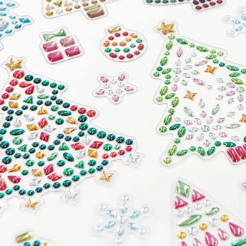 XMAS CRYSTAL STICKERS TREES 1SH