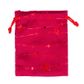 XMAS BAG VELVET 10x12.5CM RED STARS 2PC