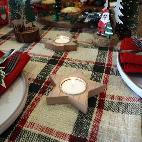 XMAS WOOD TEALIGHT HOLDER STAR 1PC