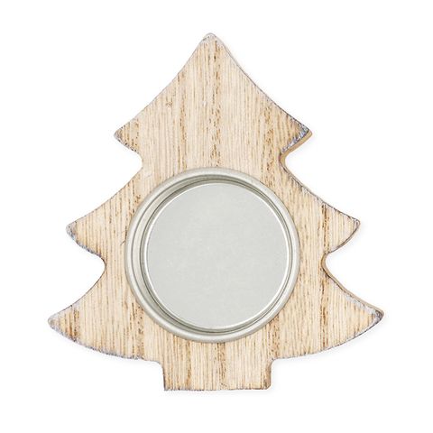 XMAS WOOD TEALIGHT HOLDER TREE 1PC