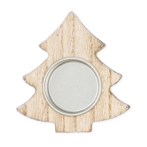 XMAS WOOD TEALIGHT HOLDER TREE 1PC