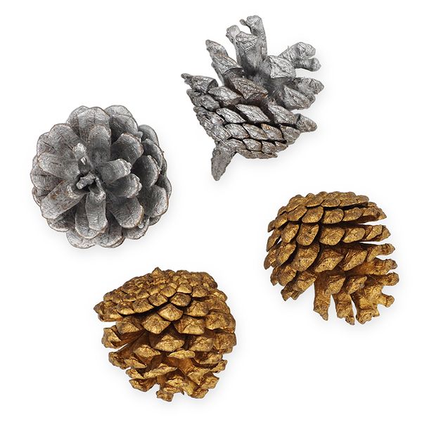 XMAS METALLIC PINECONES 4PCS