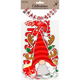 XMAS PAPER GARLAND GNOMES 9PCS