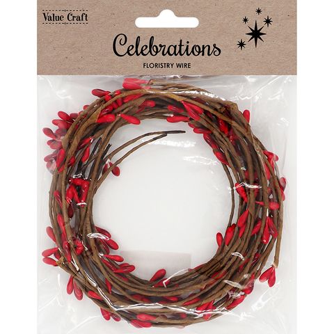 XMAS RED BERRY 65CM FLORISTRY WIRE 10PCS