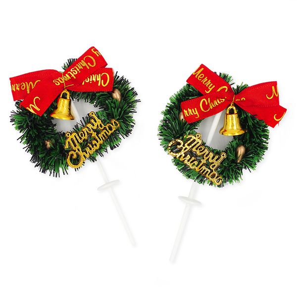 XMAS MINI WREATH CAKE TOPPER 2PCS