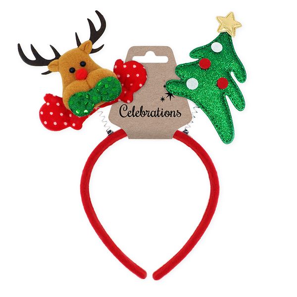 XMAS SPRING HEADBAND TREE REINDEER 1PC